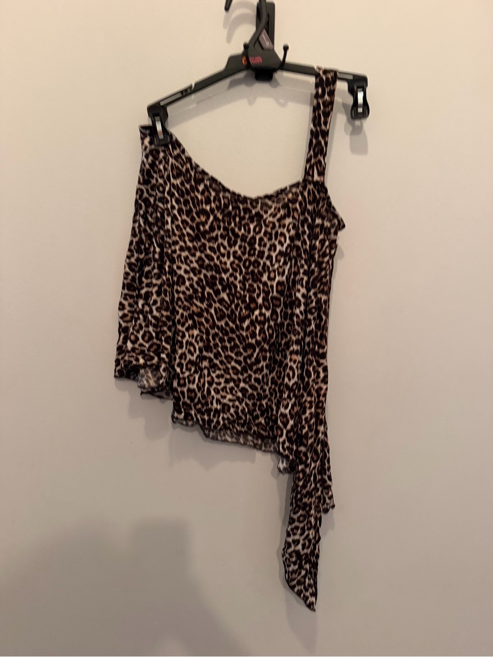 Wet Seal Leopard Print One-Shoulder Ruffle Camisole - Brown